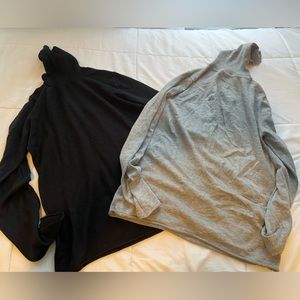 The Limited Gray and Black lightweight Classic Turtleneck sweaters